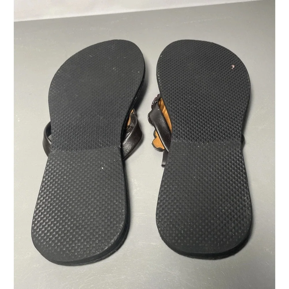 Women's Leather Beaded Flip Flops Sandals Size 7